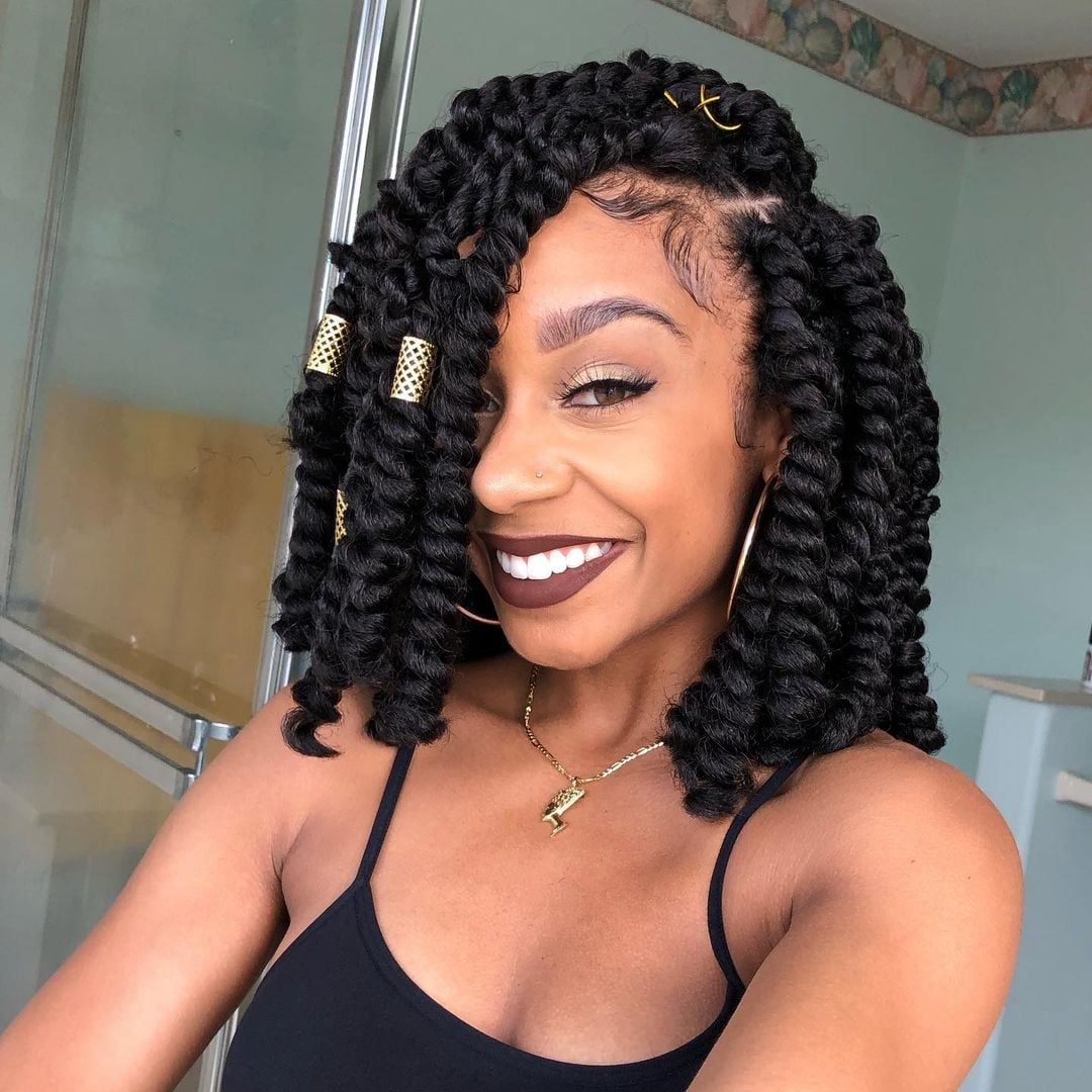 Collarbone Black Passion Twists — Braids for Short Hair