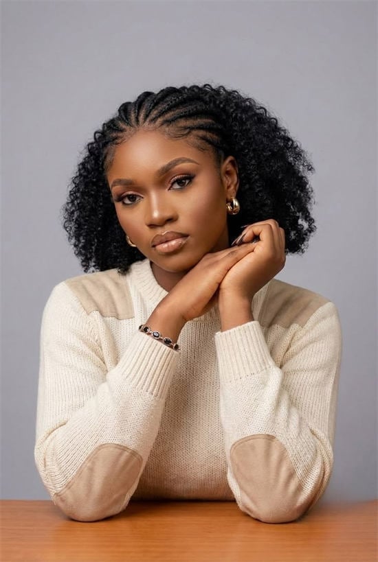 Shoulder Length Cornrows With Curly Braids — Braids for Short Hair