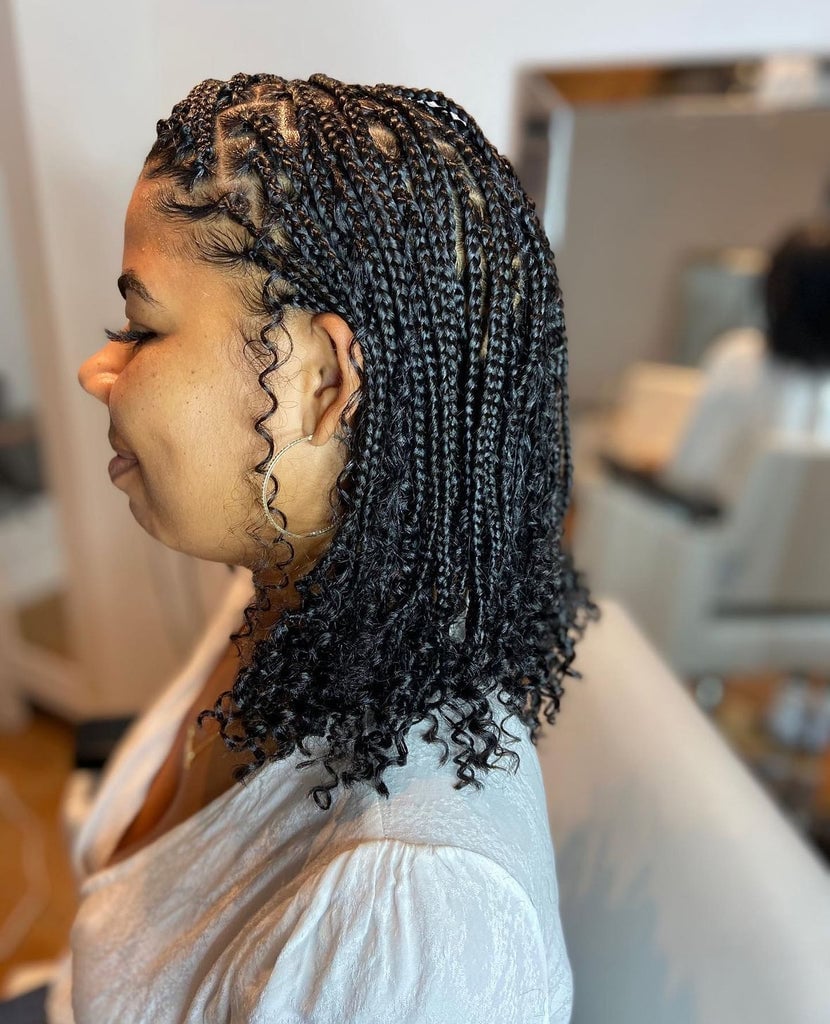 Shoulder Length Micro Braids With Curly Ends — Braids for Short Hair