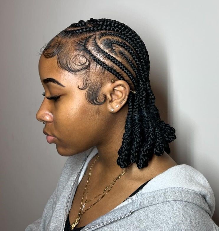 Ear Length Intricate Cornrows With Baby Hairs — Braids for Short Hair