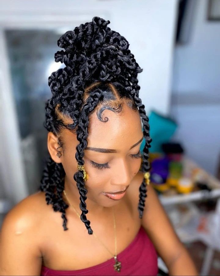Ear Length Updo With Braids and Beads — Braids for Short Hair