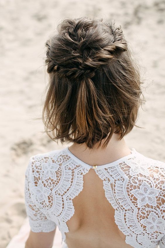 Chin Length Bob Half-Up Braided Style — Braids for Short Hair