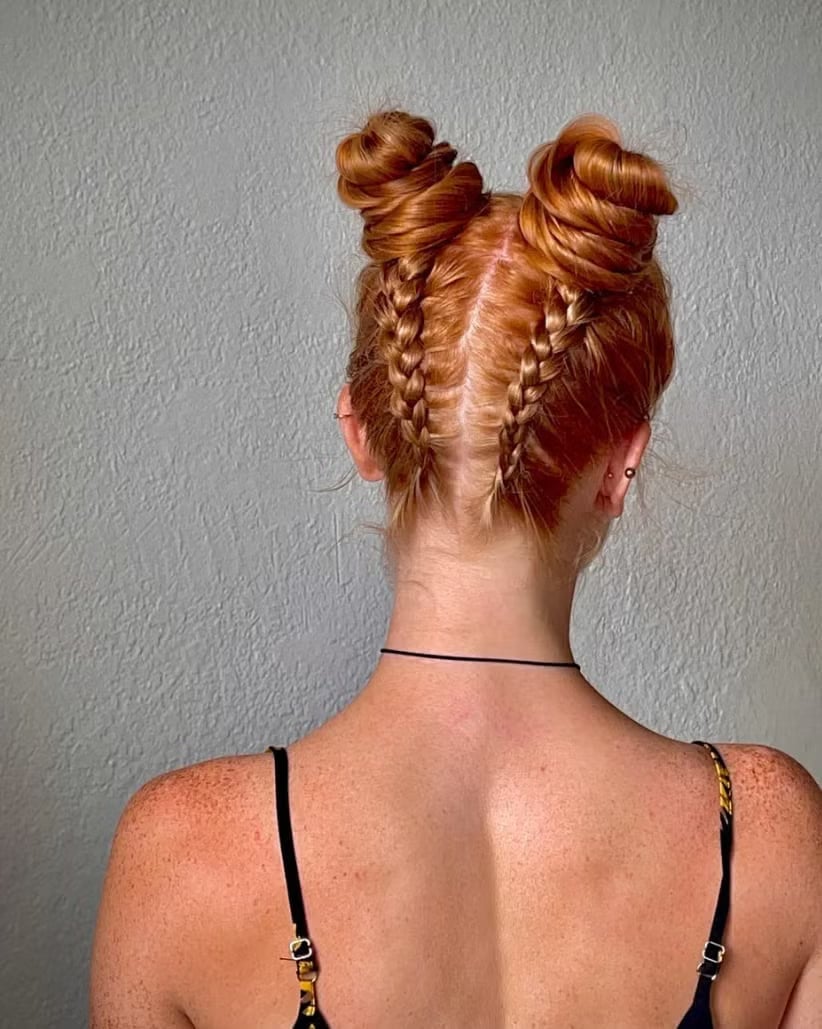 Chin Length Double Braided Buns — Braids for Short Hair