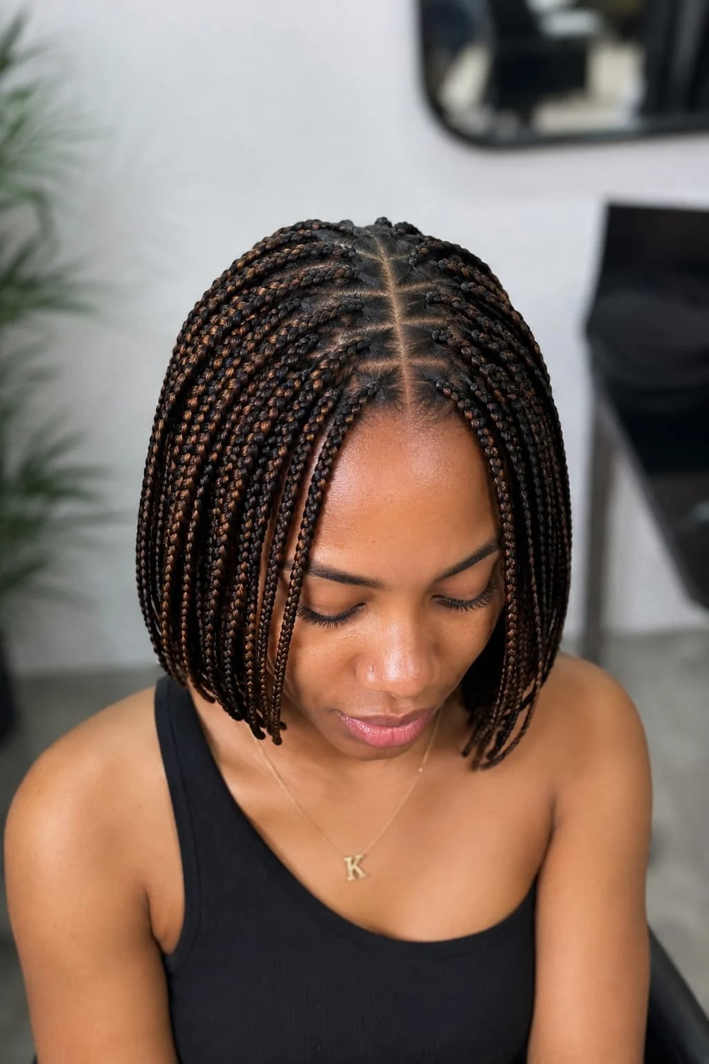 Short Bob With Caramel Highlight Box Braids — Braids for Short Hair