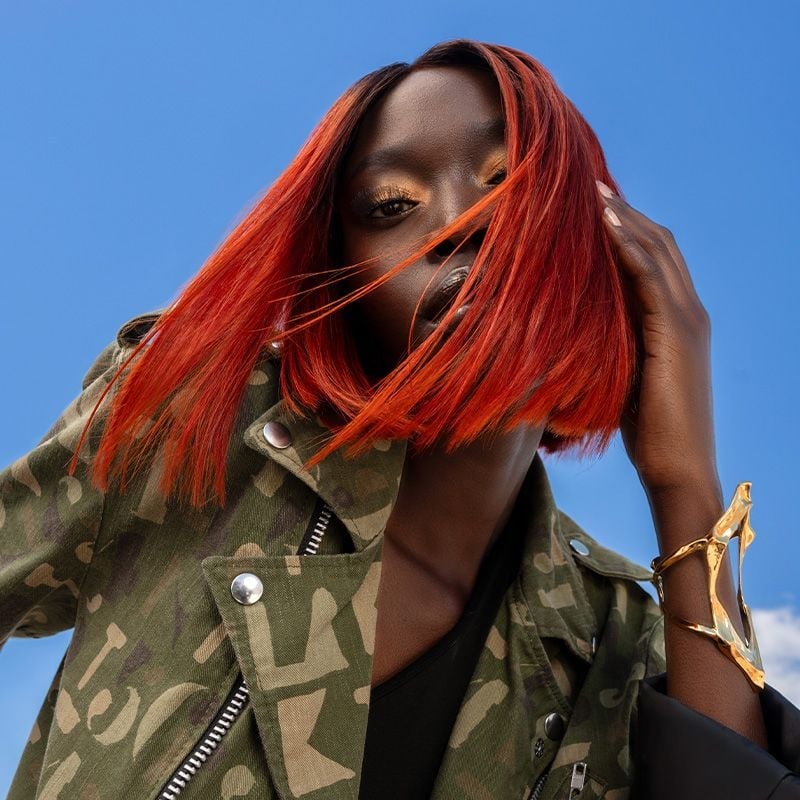 Vibrant Fiery Red Blunt Bob — Bright Red Hair
