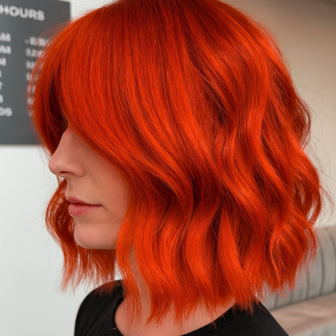 Solid Bright Red Collarbone Layers — Bright Red Hair