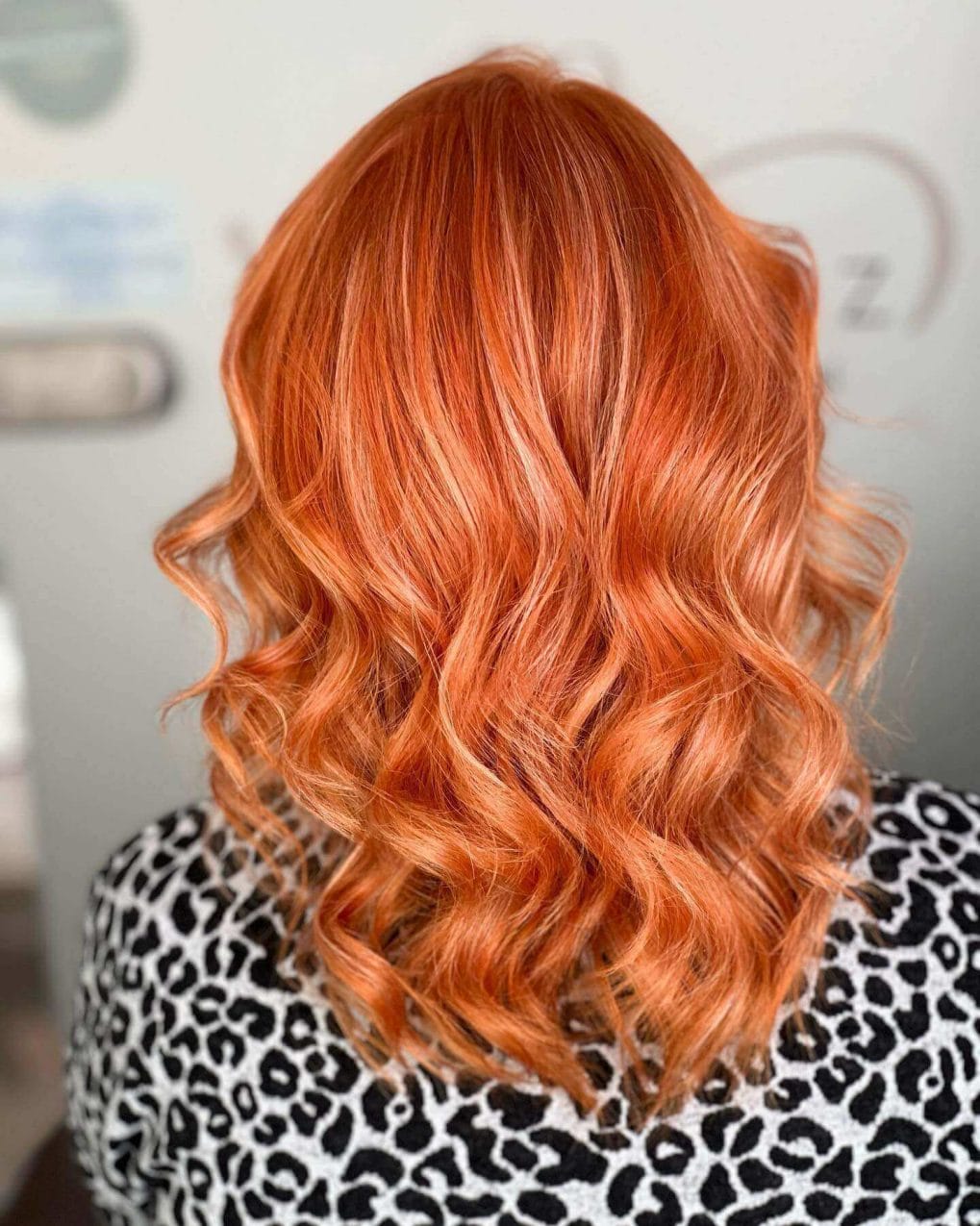 Bright Orange With Blonde Highlights Collarbone Layers — Bright Red Hair