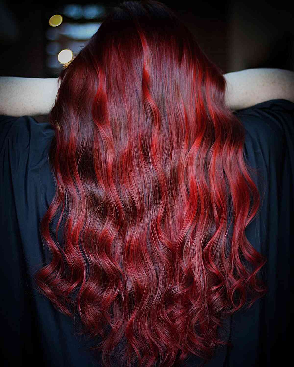 Vibrant True Red Shag With Orange Undertones — Bright Red Hair