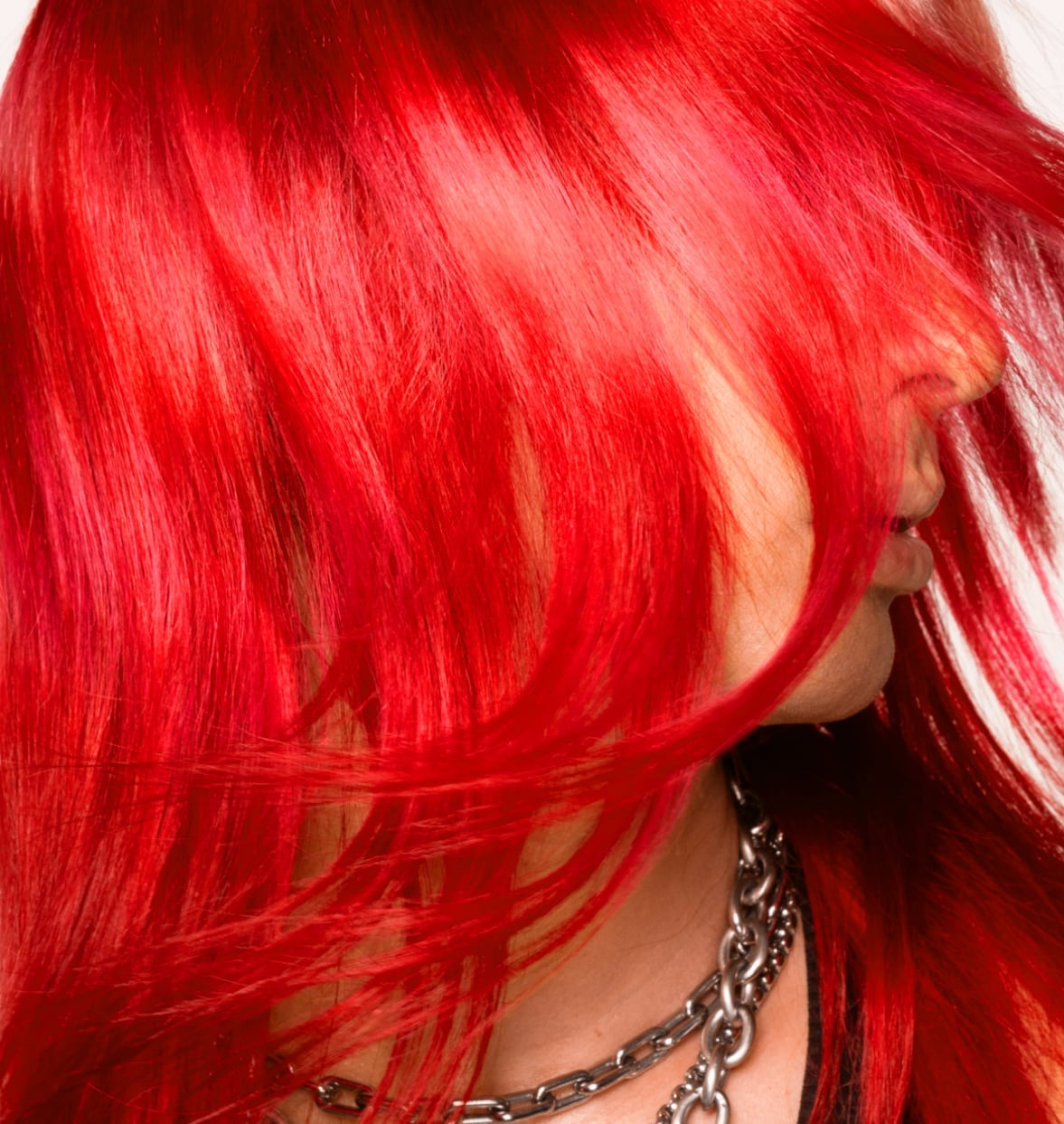 Solid Bright Red Mid-Back Straight Hair — Bright Red Hair