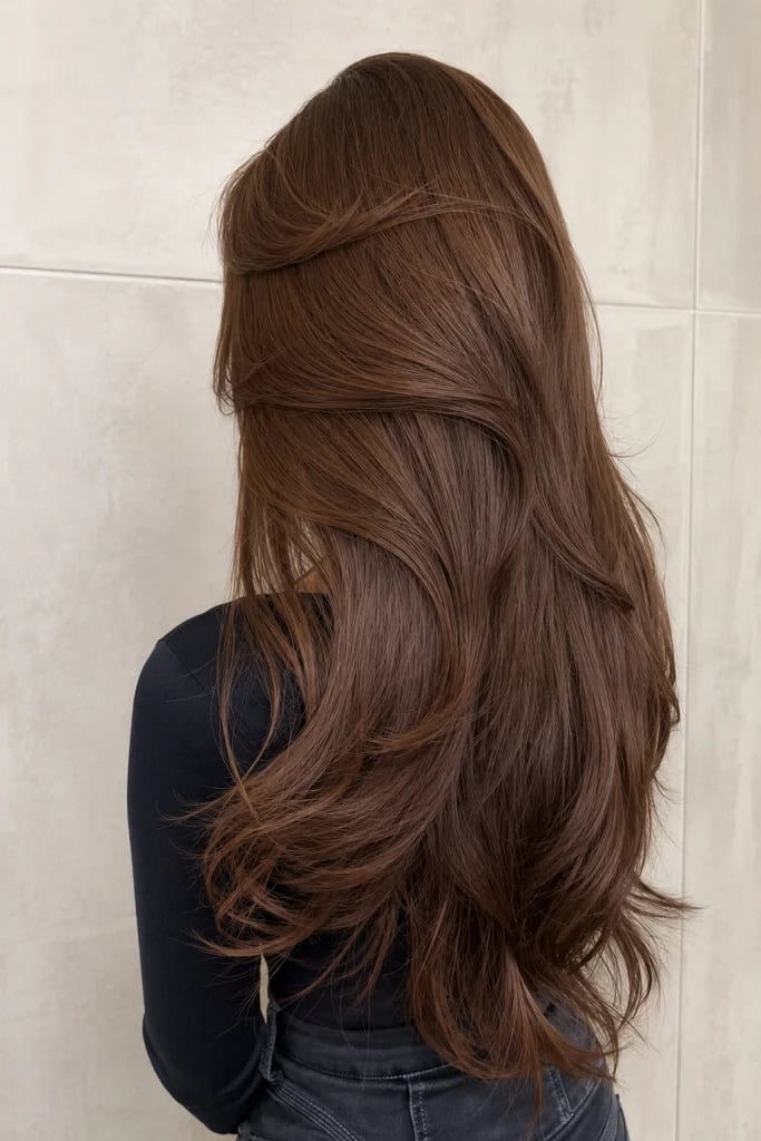 Rich Medium Brown Mid-Back Length Rich Medium Brown Mid-Back Length — Brunette Hair Colors