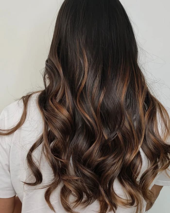 Mid-Back Dark Brown Subtle Caramel Highlights, Lived-In Texture Mid-Back Dark Brown Subtle Caramel Highlights, Lived-In Texture — Brunette Hair Trends
