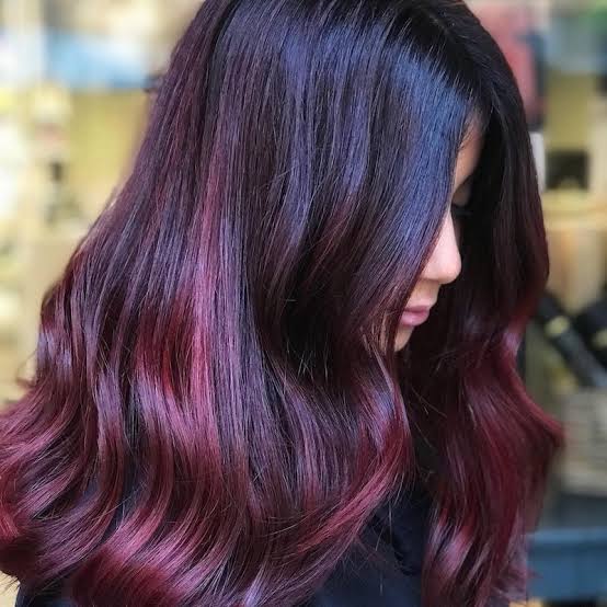 Mid-Back Waves With Burgundy Balayage Mid-Back Waves With Burgundy Balayage — Burgundy Hair