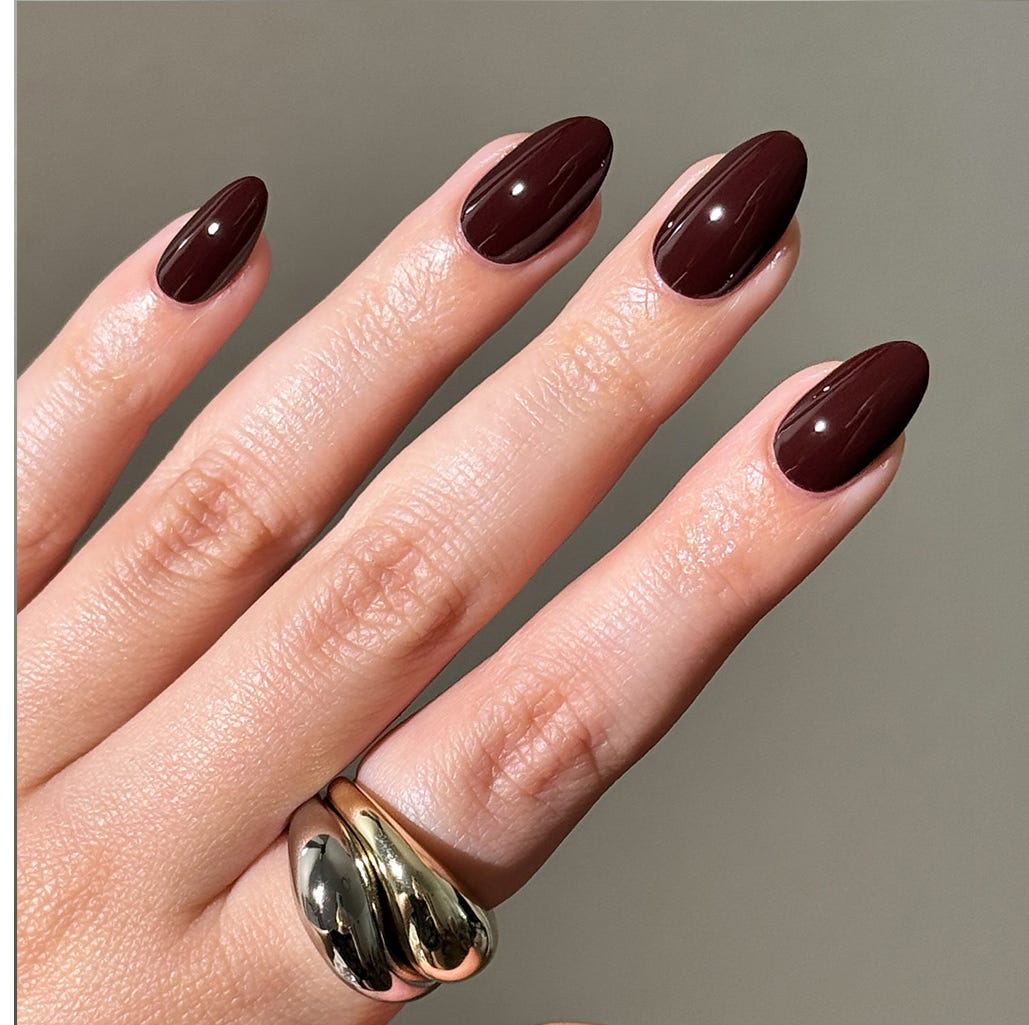 Medium Almond Nails Rich Deep Burgundy — Burgundy Nails