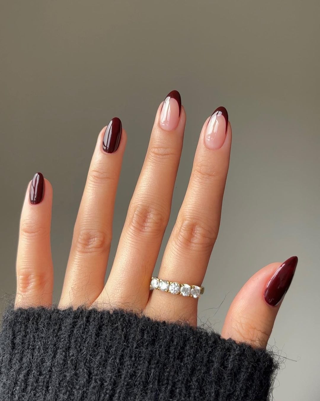 Burgundy French Tip Almond Nails — Burgundy Nails