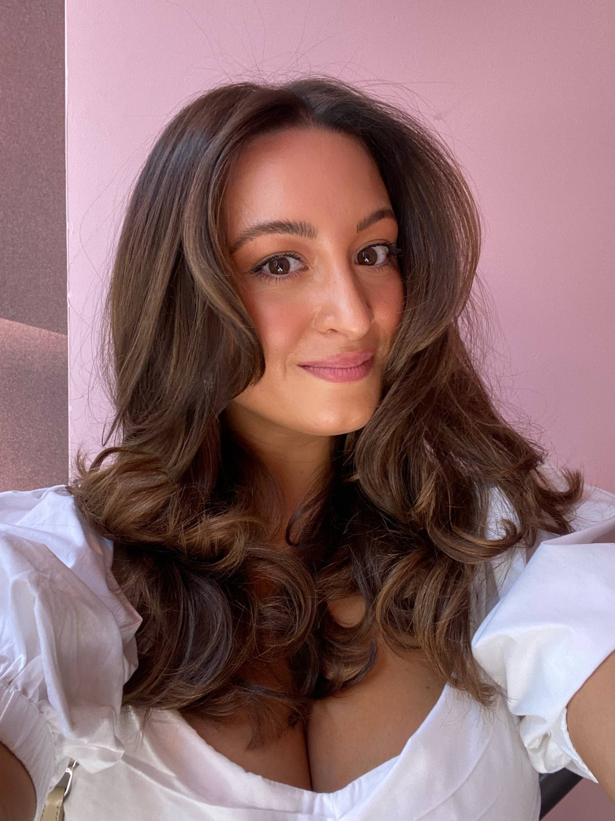 Collarbone Brown Balayage With Side Bangs — Butterfly Haircut