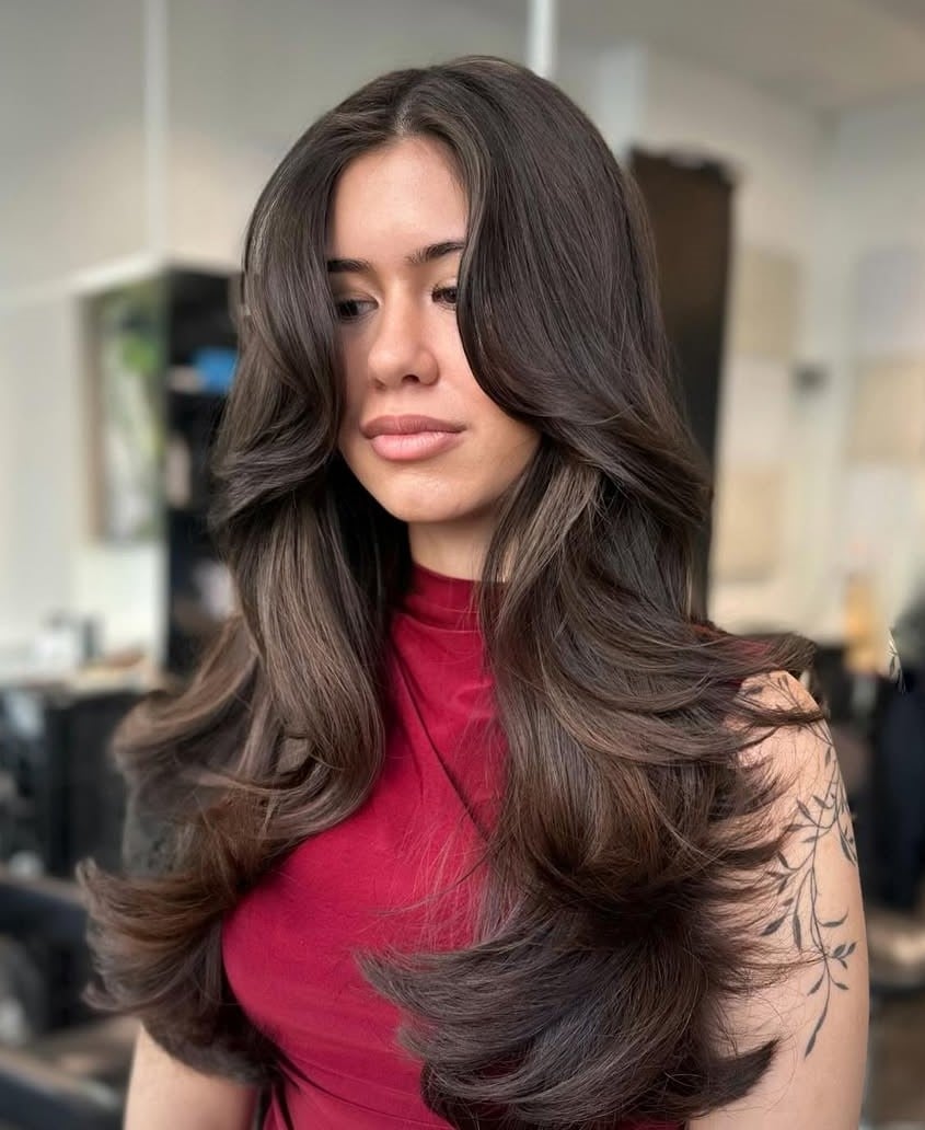 Mid-Back Butterfly With Soft Waves — Butterfly Haircut