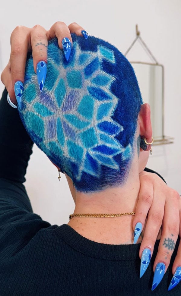 Geometric Blue Purple Buzz Cut Design — Buzz Cut for Women