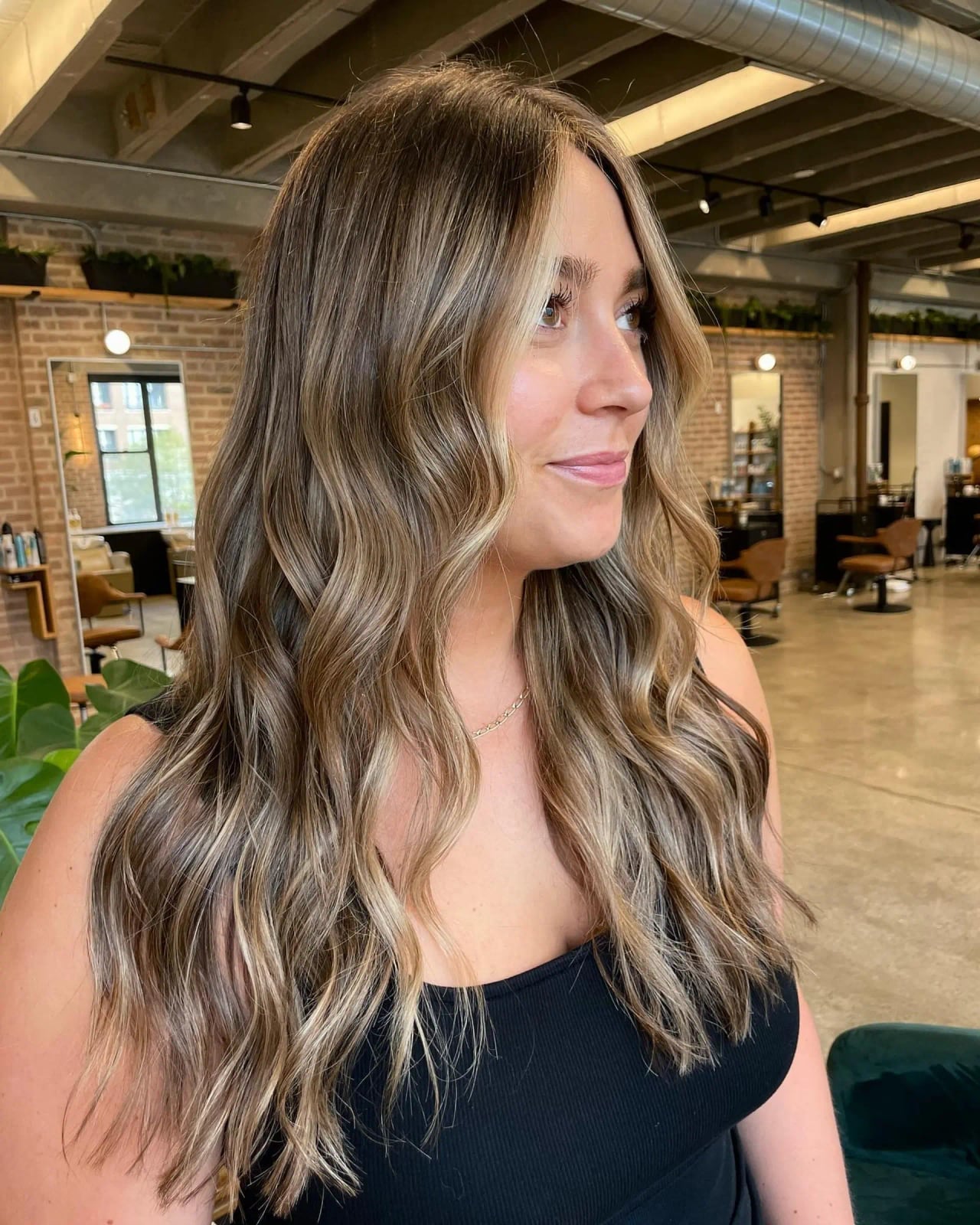 Long Medium Brown With Face-Framing Caramel Balayage