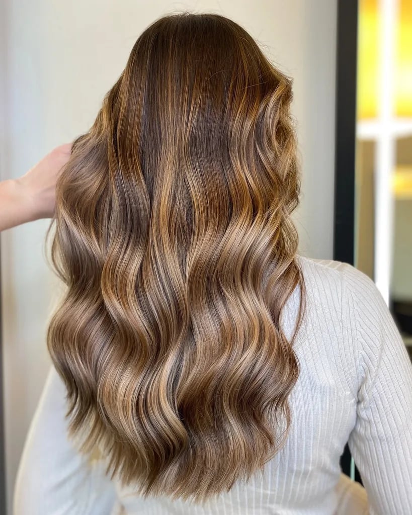 Mid-Back Medium Brown With Rich Caramel Balayage