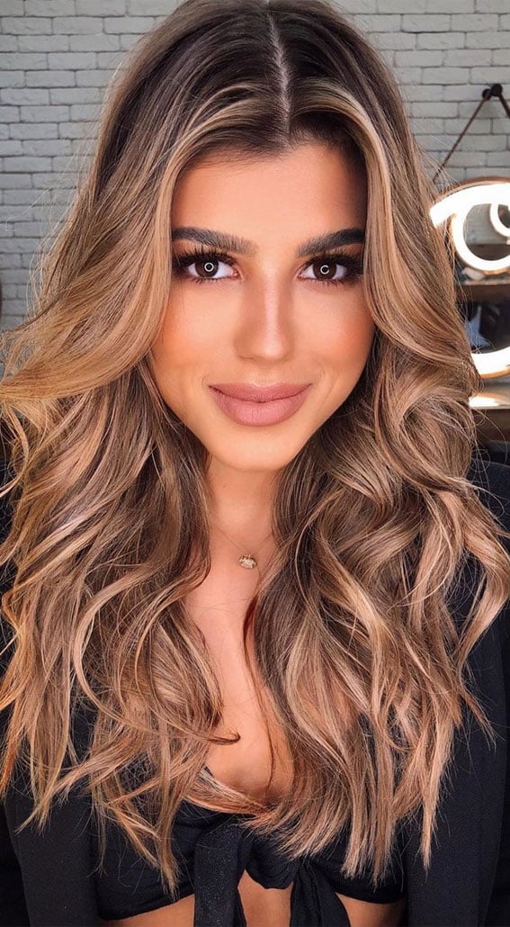 Mid-Back Chocolate Brown With Caramel Highlights Mid-Back Chocolate Brown With Caramel Highlights — Caramel Brown Hair