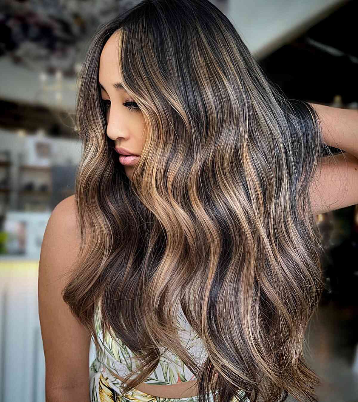 Mid-Back Dark Brown With Caramel Balayage Blend Mid-Back Dark Brown With Caramel Balayage Blend — Caramel Brown Hair