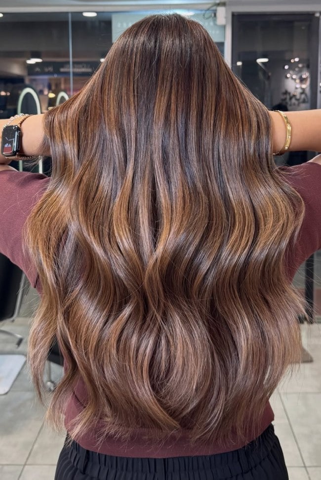 Mid-Back Brown With Cinnamon and Caramel Ribbons Mid-Back Brown With Cinnamon and Caramel Ribbons — Caramel Brown Hair