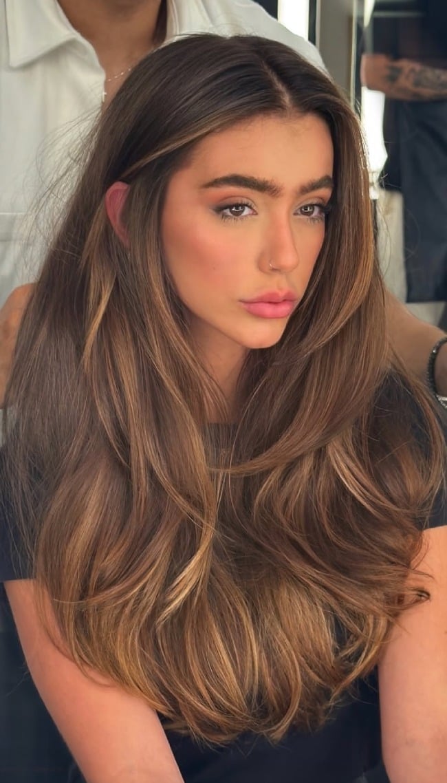 Mocha Brown With Honey Caramel Highlights Mocha Brown With Honey Caramel Highlights — Caramel Brown Hair