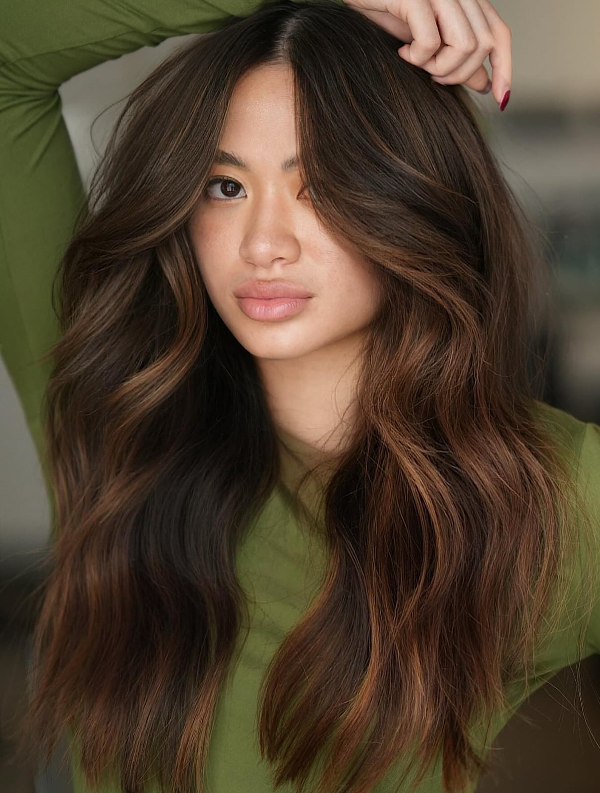 Mid-Back Brunette With Subtle Caramel Balayage, A Woman'S Thick Mid-Back Brunette With Subtle Caramel Balayage, A Woman'S Thick — Caramel Brunette