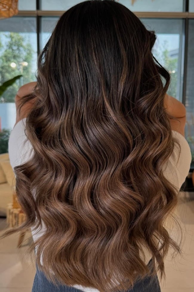 Mid-Back Mocha With Caramel Balayage Mid-Back Mocha With Caramel Balayage — Caramel Brunette
