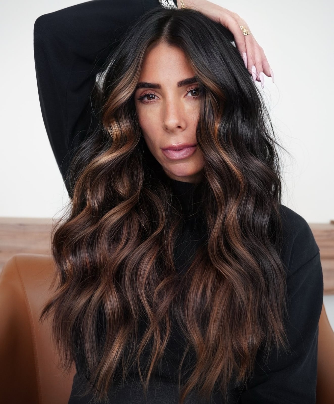 Dark Brown With Caramel Highlights And Layers