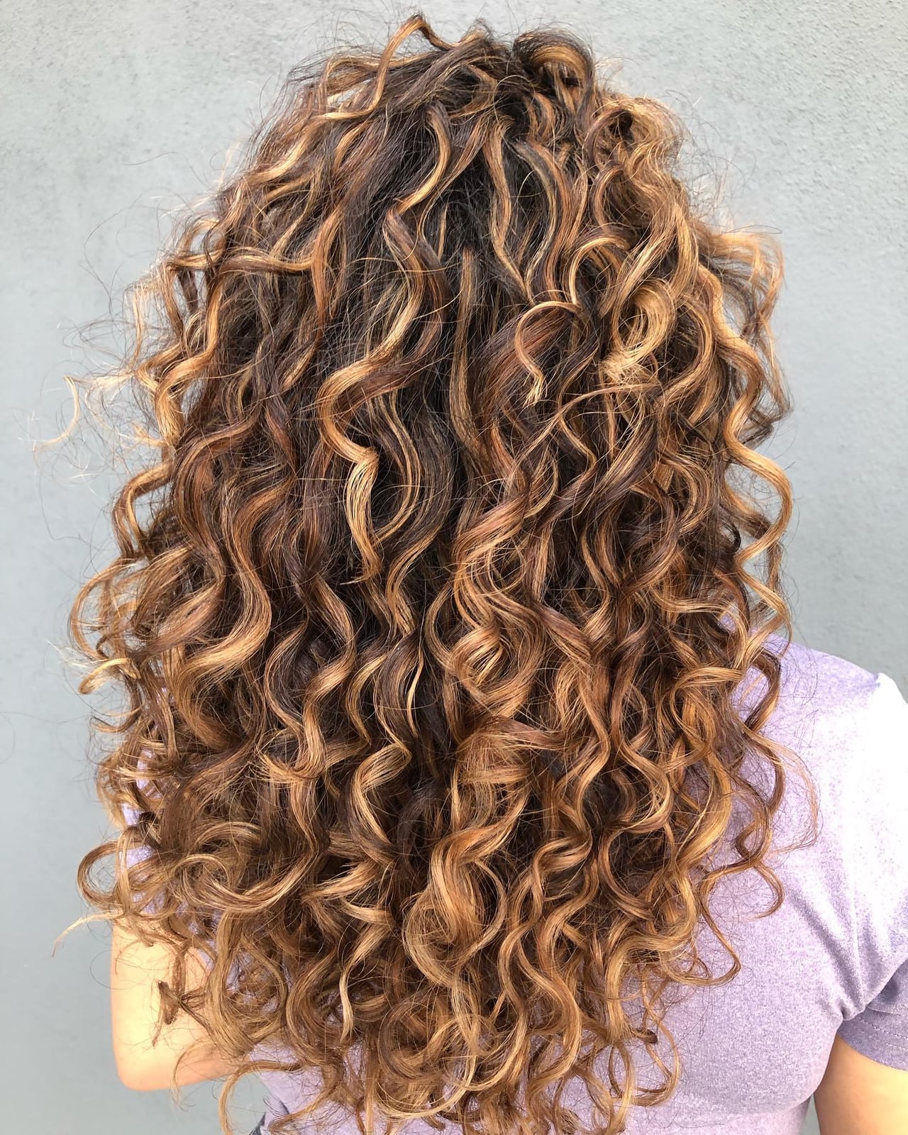 Thick Curly Dark Brown With Caramel — Caramel Highlights