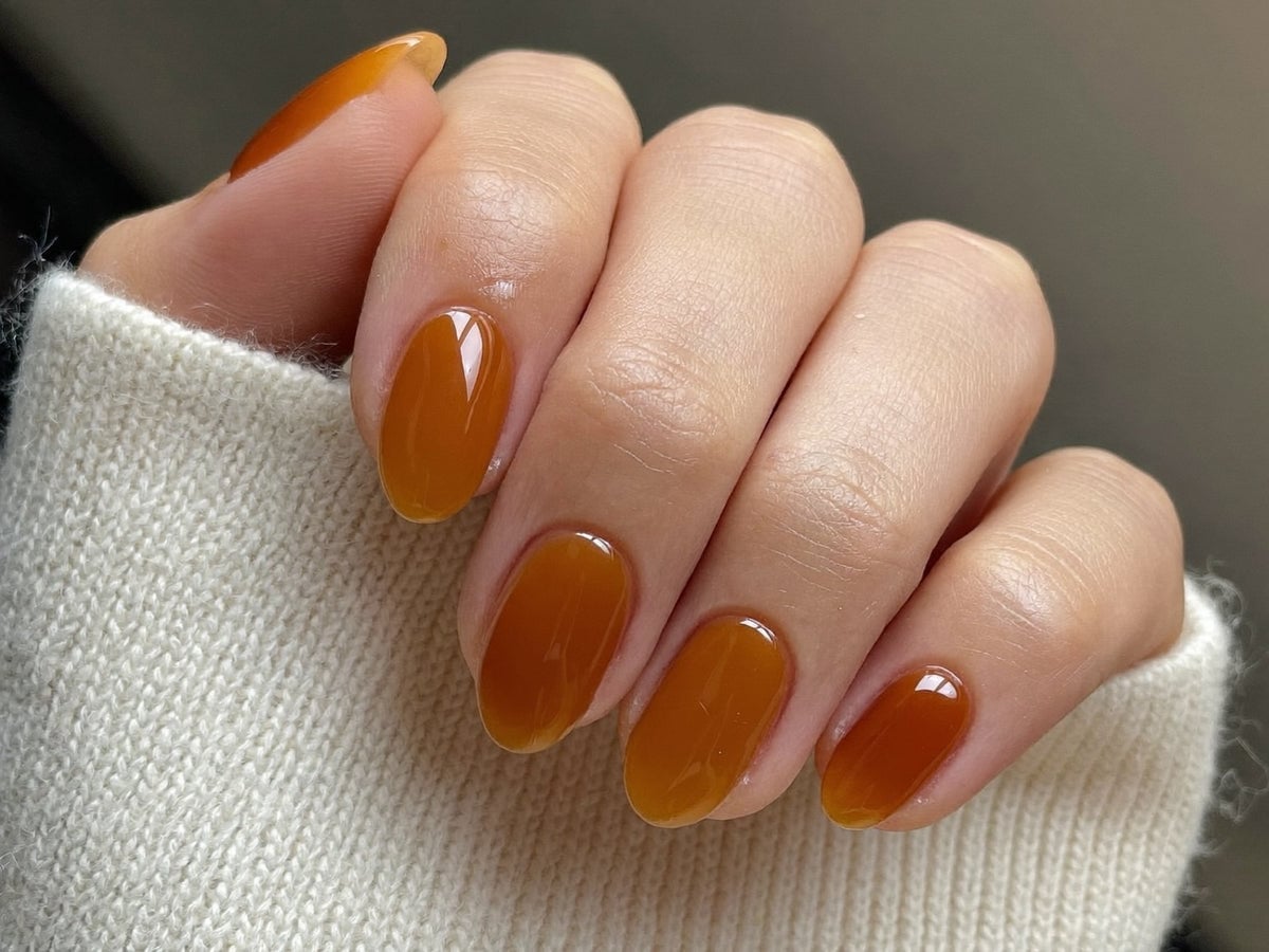 Medium Soft Square Rich Glossy Caramel Nails