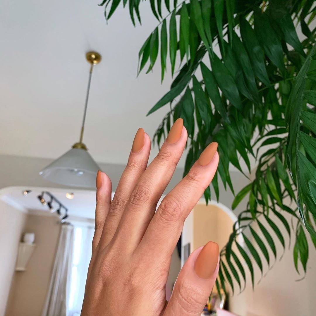 Medium Square Matte Caramel Brown Nails — Caramel Nails