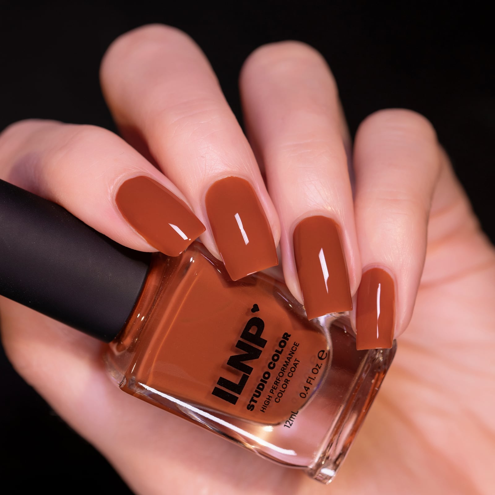 Medium Square Deep Burnt Caramel Glossy Nails — Caramel Nails