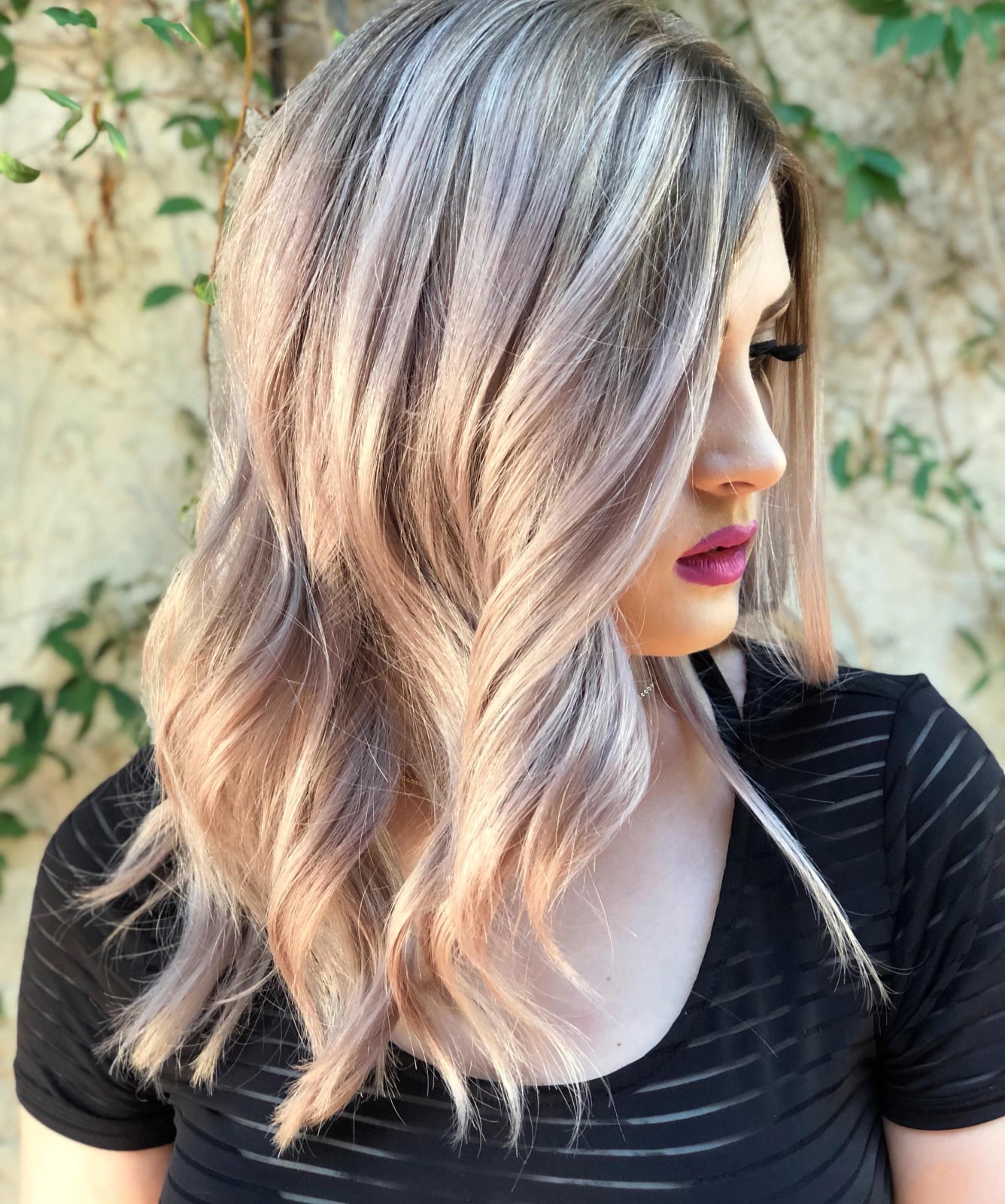 Shoulder Mauve Champagne Blonde Waves Shoulder Mauve Champagne Blonde Waves