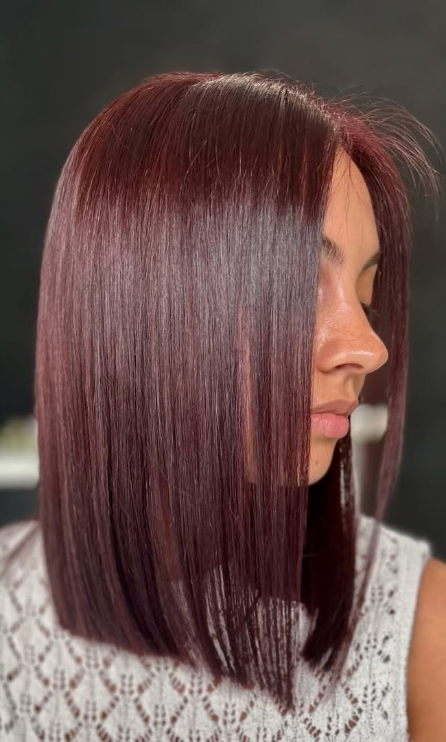 Collarbone Length Lob In Classic Cherry Cola Collarbone Length Lob In Classic Cherry Cola — Cherry Cola Hair