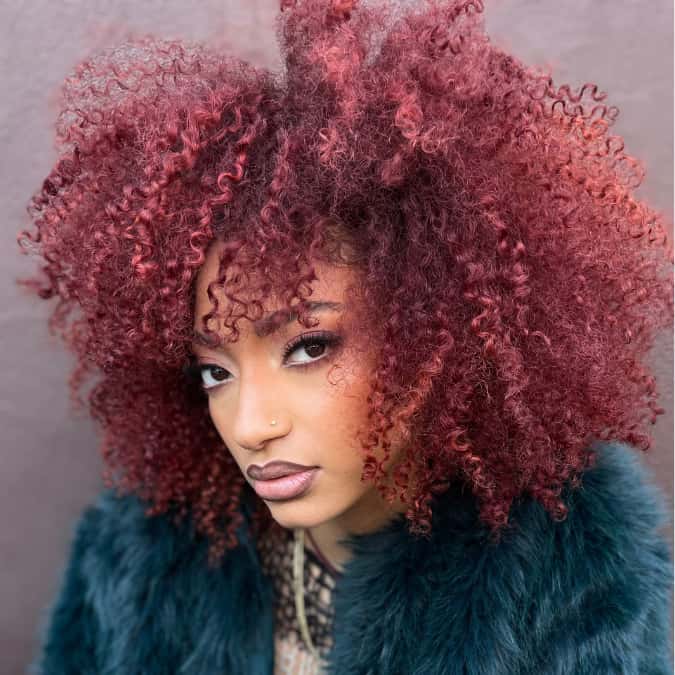 Mid-Back Length Curly Hair In Rich Cherry Red Mid-Back Length Curly Hair In Rich Cherry Red — Cherry Cola Hair