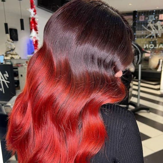 Vibrant Cherry Red With Gradient Effect — Cherry Red Hair