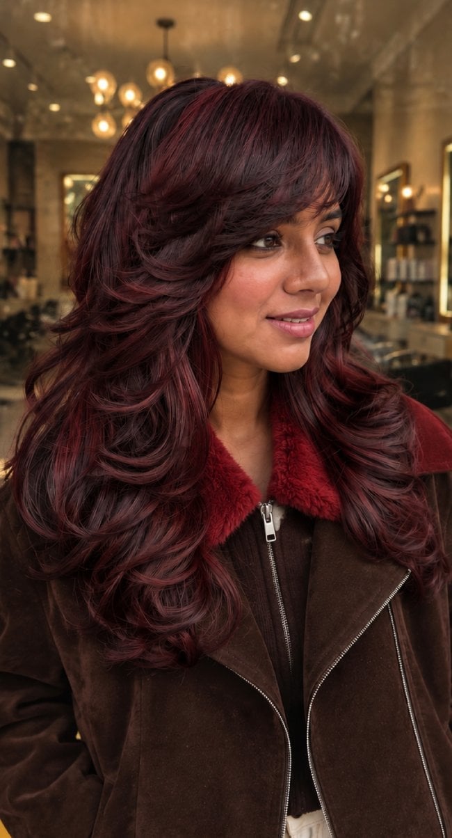 Dark Cherry Red With Subtle Lighter Highlights — Cherry Red Hair