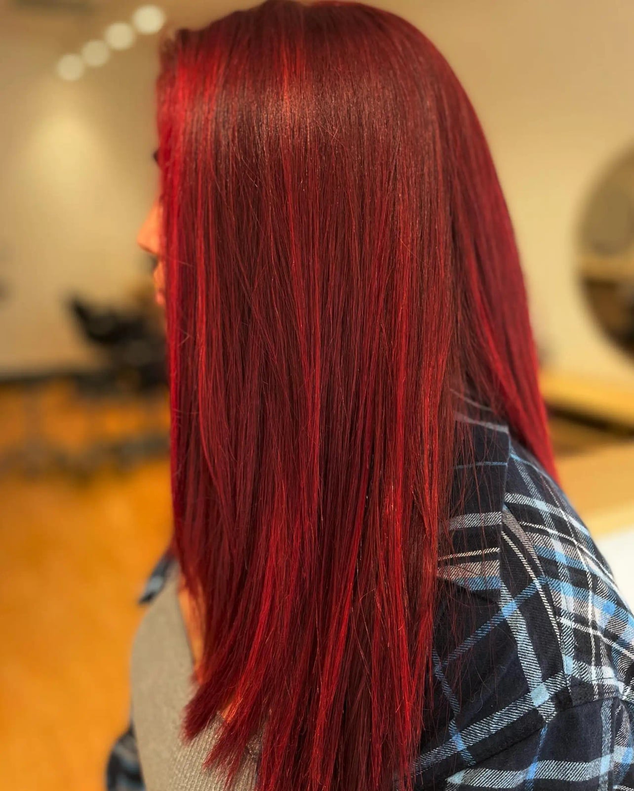 Uniform Vibrant Cherry Red Blowout — Cherry Red Hair