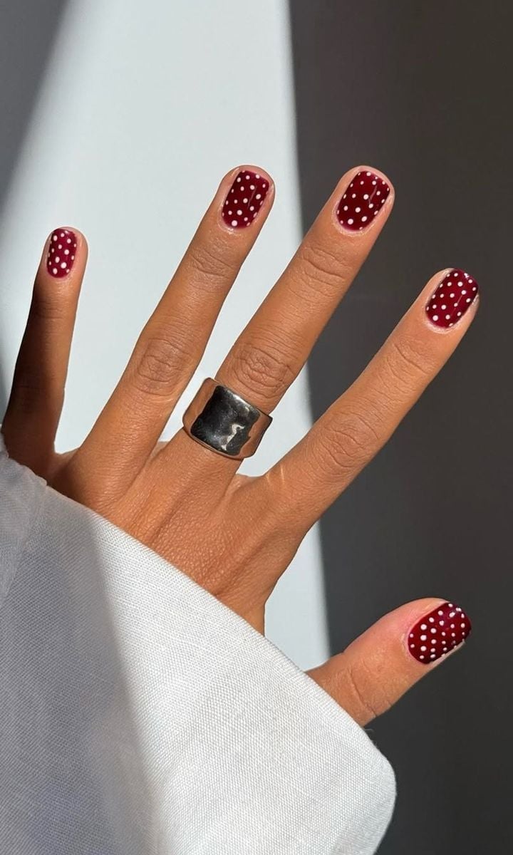 Medium Square Nails In Deep Cherry Red — Cherry Red Nails