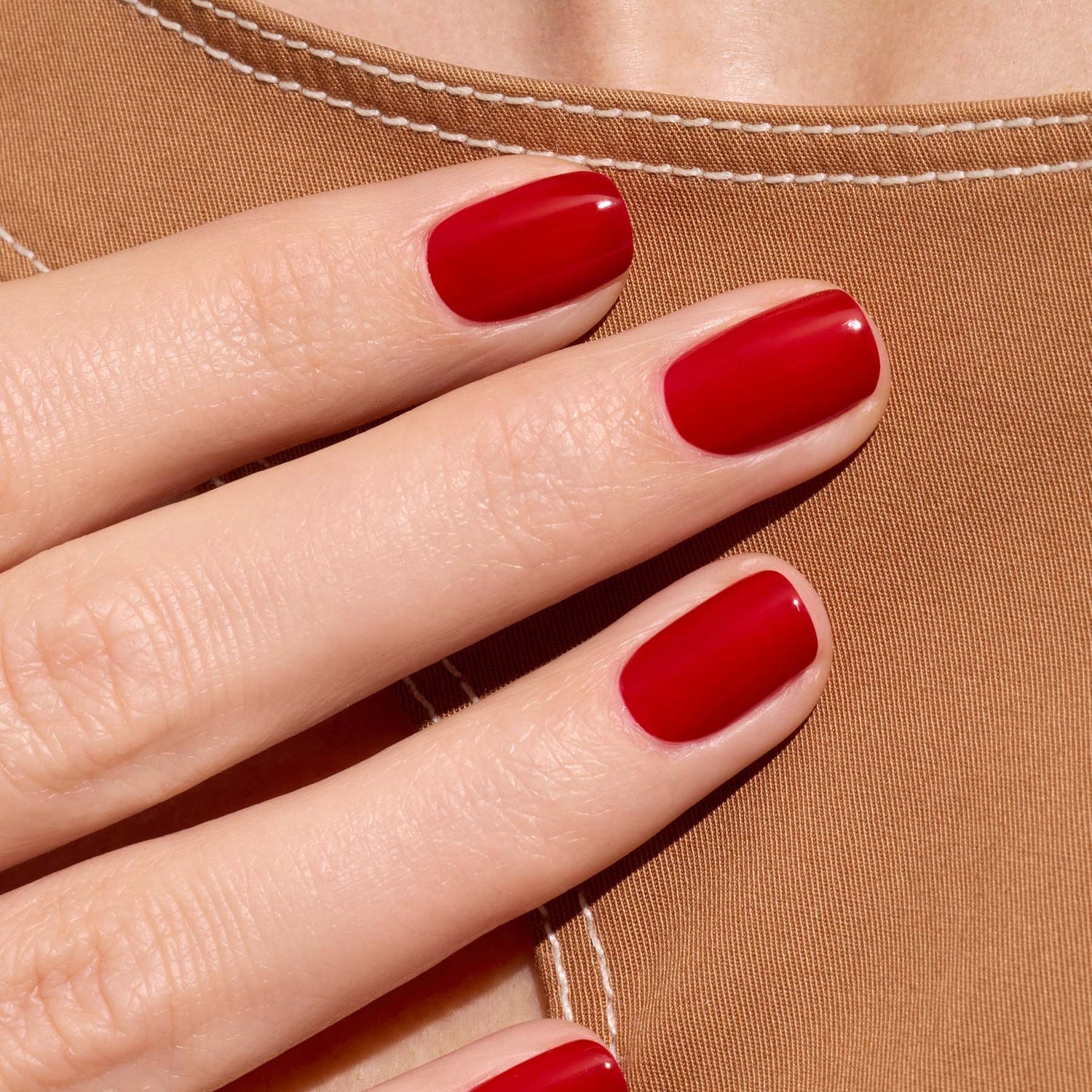 Short Square Nails In Vibrant Cherry Red — Cherry Red Nails