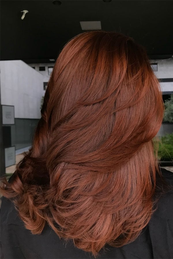 Shoulder Length Warm Chestnut Red Layers — Chestnut Red Hair