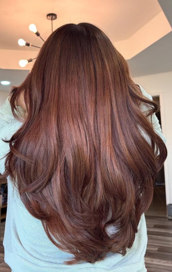 Mid-Back Layers With Copper Undertones — Chestnut Red Hair