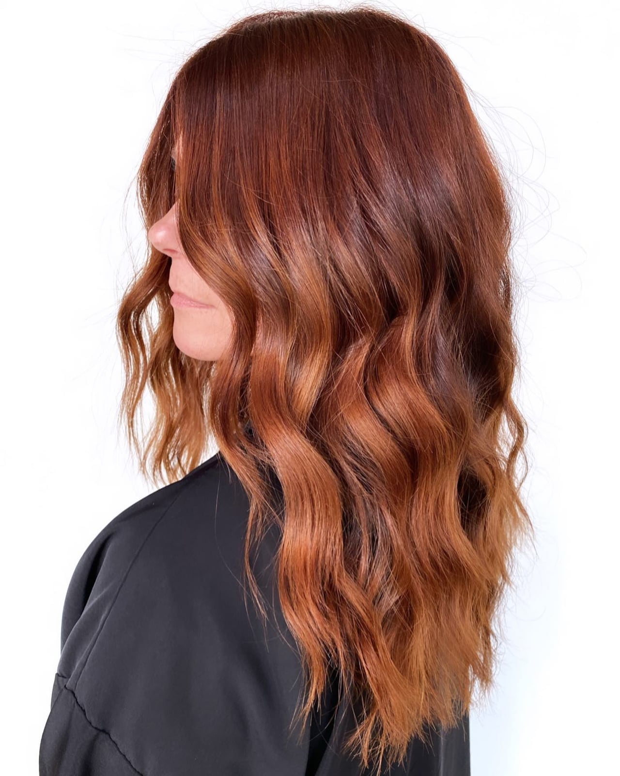 Lob With Face Framing Layers And Red Tones — Chestnut Red Hair