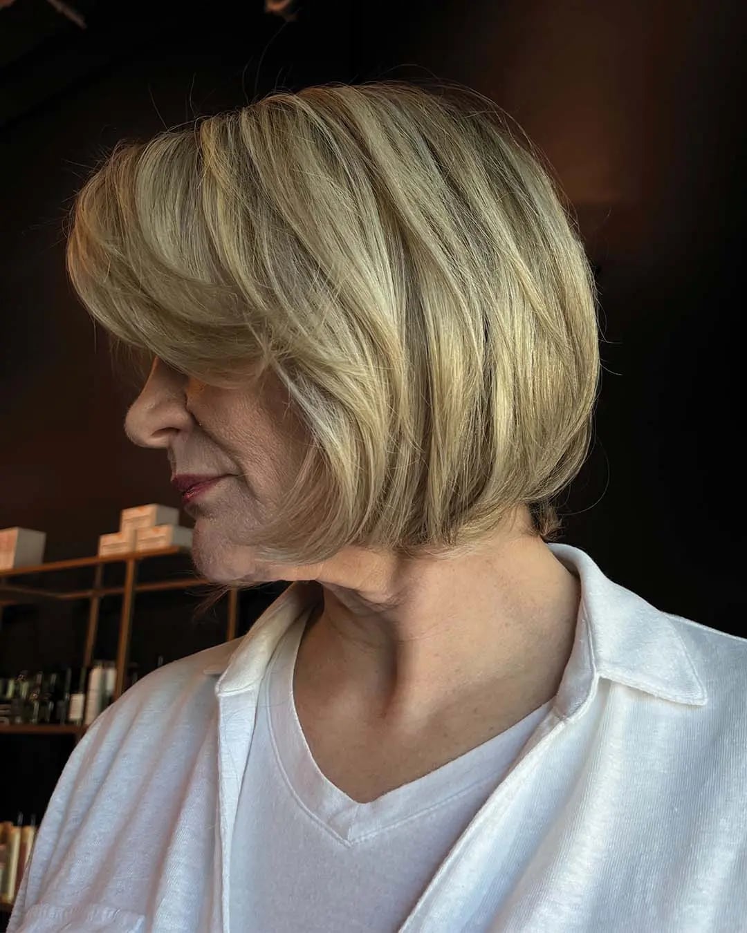 Voluminous Blonde Bob Blowout Voluminous Blonde Bob Blowout — Chin Length Bob