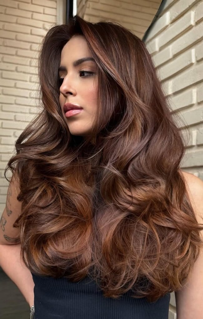 Glossy Mid-Back Chocolate Brown With Warm Undertones — Chocolate Brown Hair