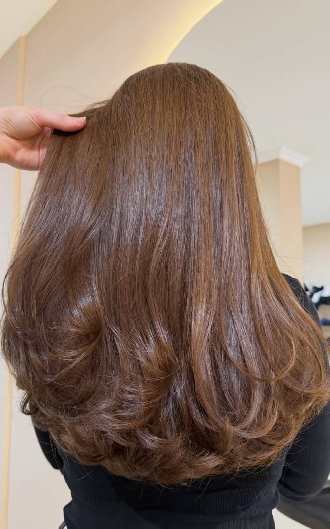 Warm Chocolate Brown With Voluminous Layers — Chocolate Brown Hair