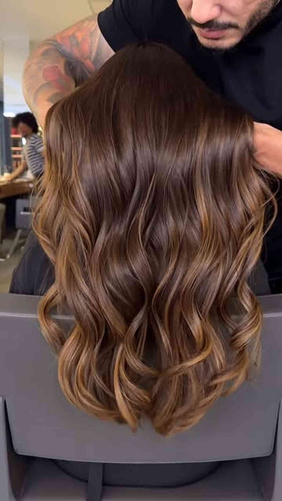 Shoulder Length Chocolate Brown With Balayage — Chocolate Brown Hair