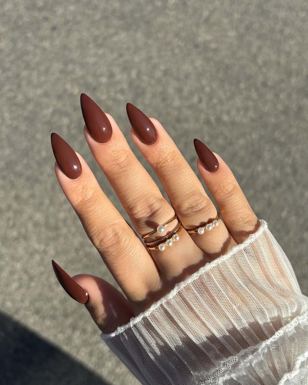 Uniform Rich Chocolate Brown Long Stiletto Nails Uniform Rich Chocolate Brown Long Stiletto Nails — Chocolate Brown Nails
